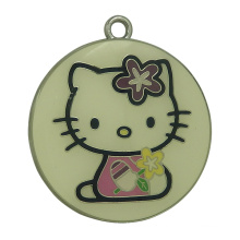 Benutzerdefinierte gestempelt Runde Kitty Cat Metall Hang Tags